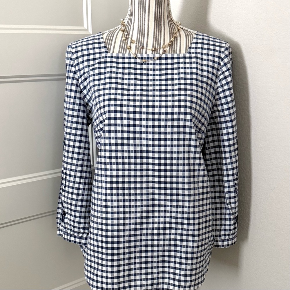 Talbots Gingham Embroidered Blouse โ Coastal / Summer Cottage Style (S) - Picture 4 of 6